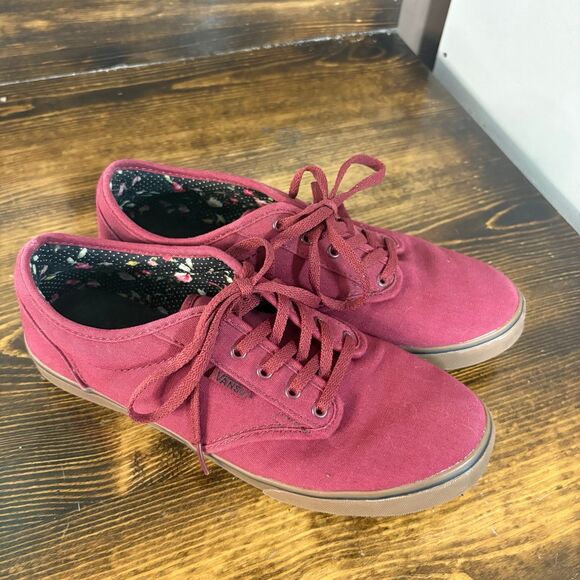 Vans Burgundy Sneakers Size 8 - Picture 1 of 10